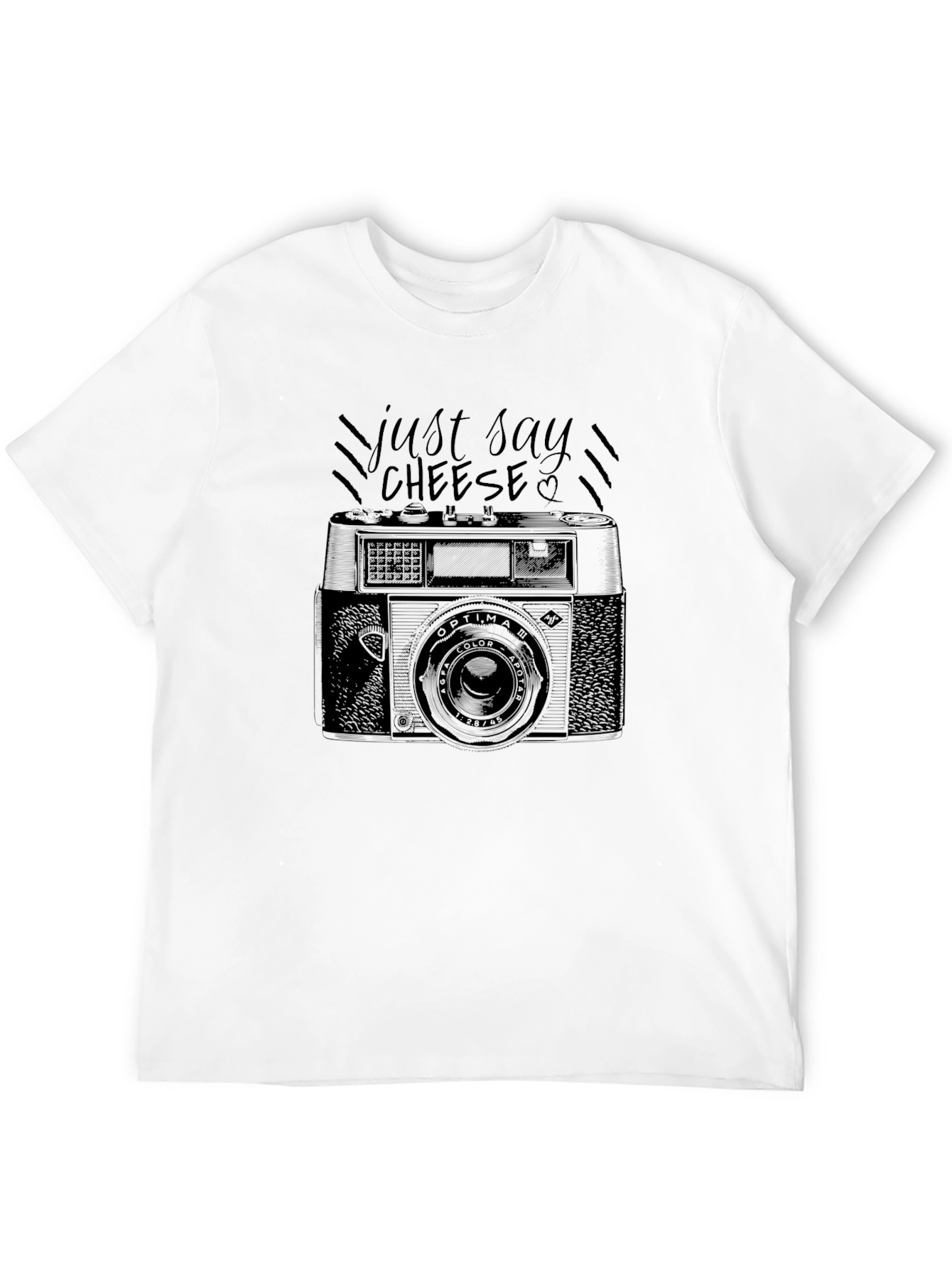 Just Say Cheese Retro Camera Graphic T-Shirt