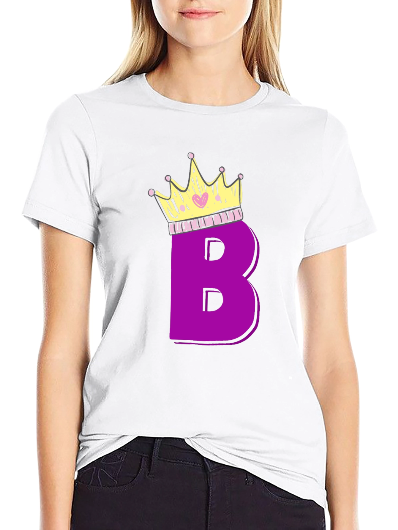 Purple Letter B Crown Graphic T-Shirt