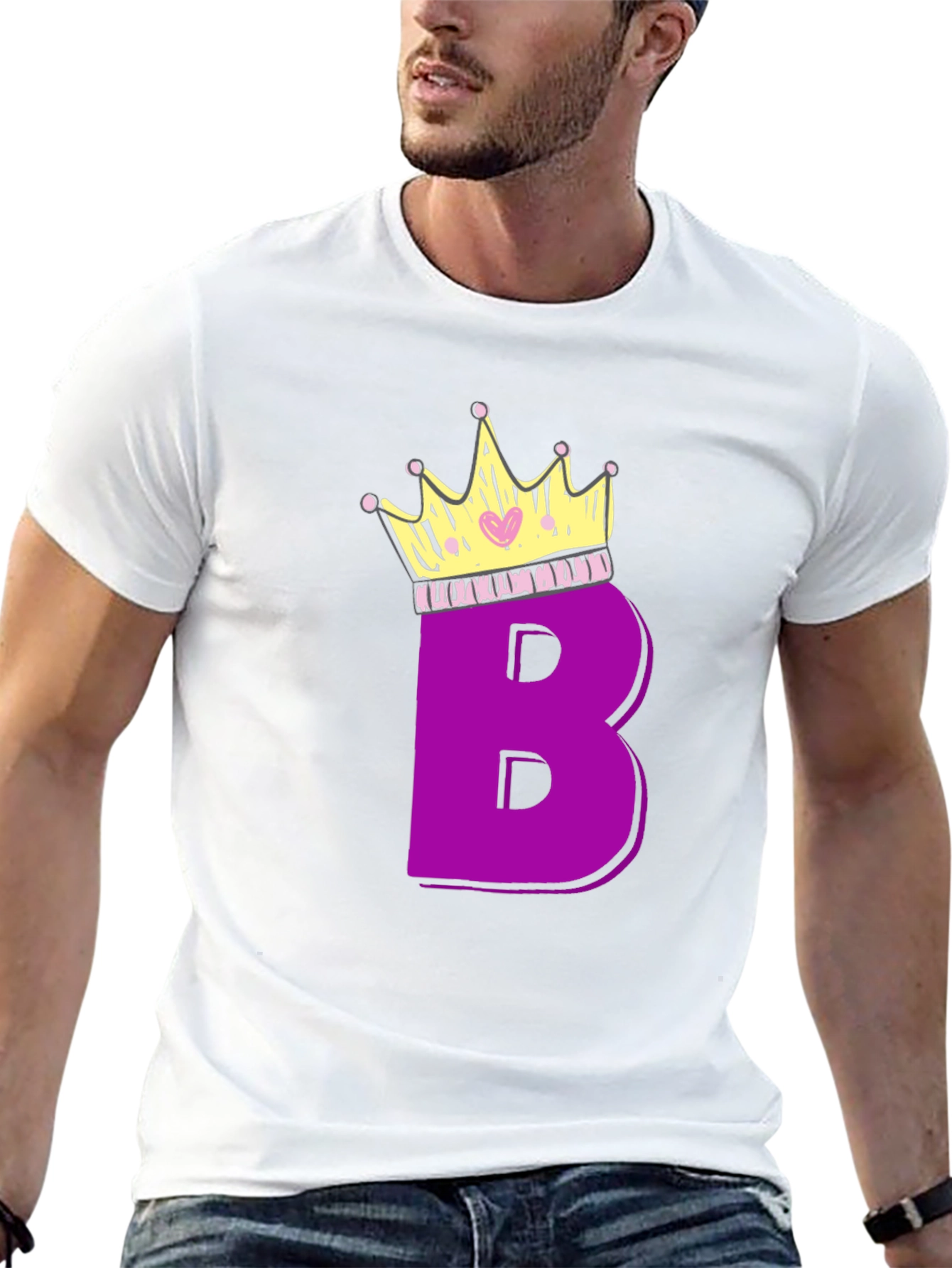 Purple Letter B Crown Graphic T-Shirt