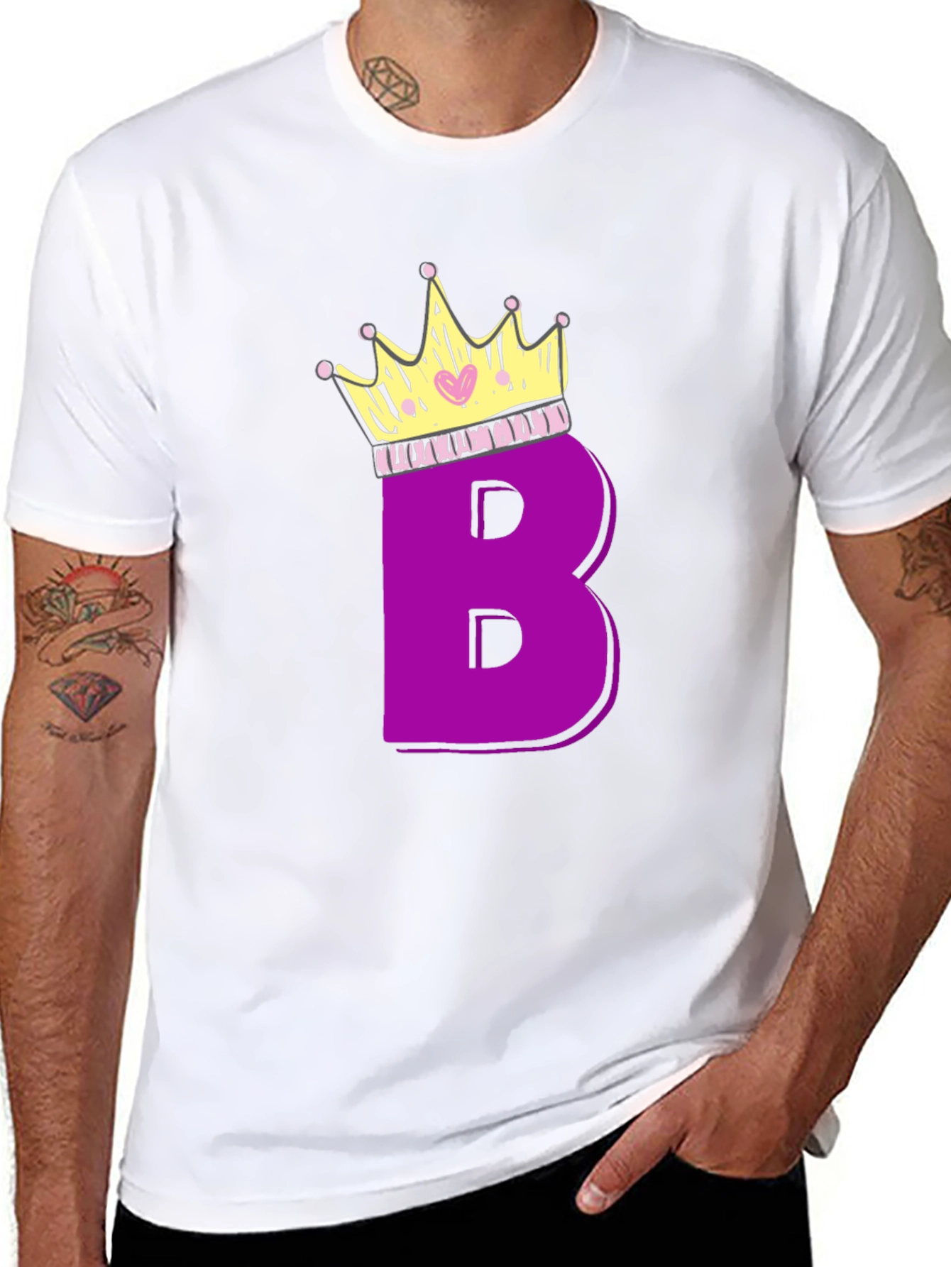 Purple Letter B Crown Graphic T-Shirt