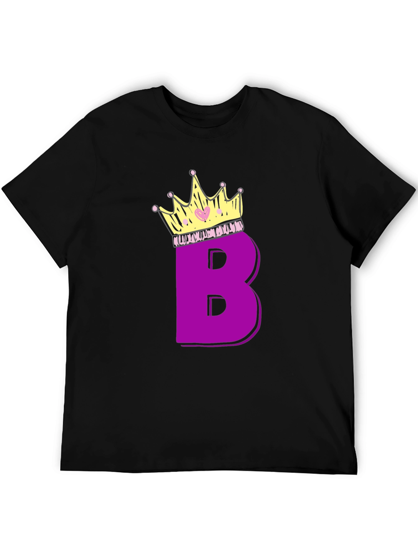 Purple Letter B Crown Graphic T-Shirt
