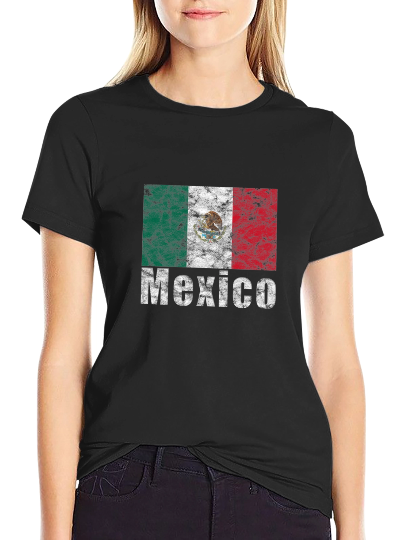 Distressed Mexico Flag Graphic T-Shirt