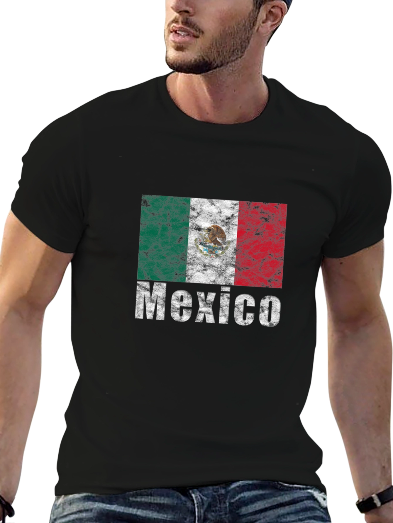 Distressed Mexico Flag Graphic T-Shirt