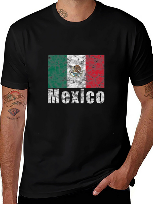 Distressed Mexico Flag Graphic T-Shirt