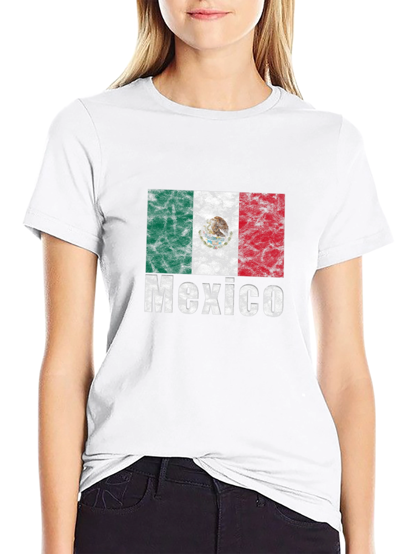 Distressed Mexico Flag Graphic T-Shirt