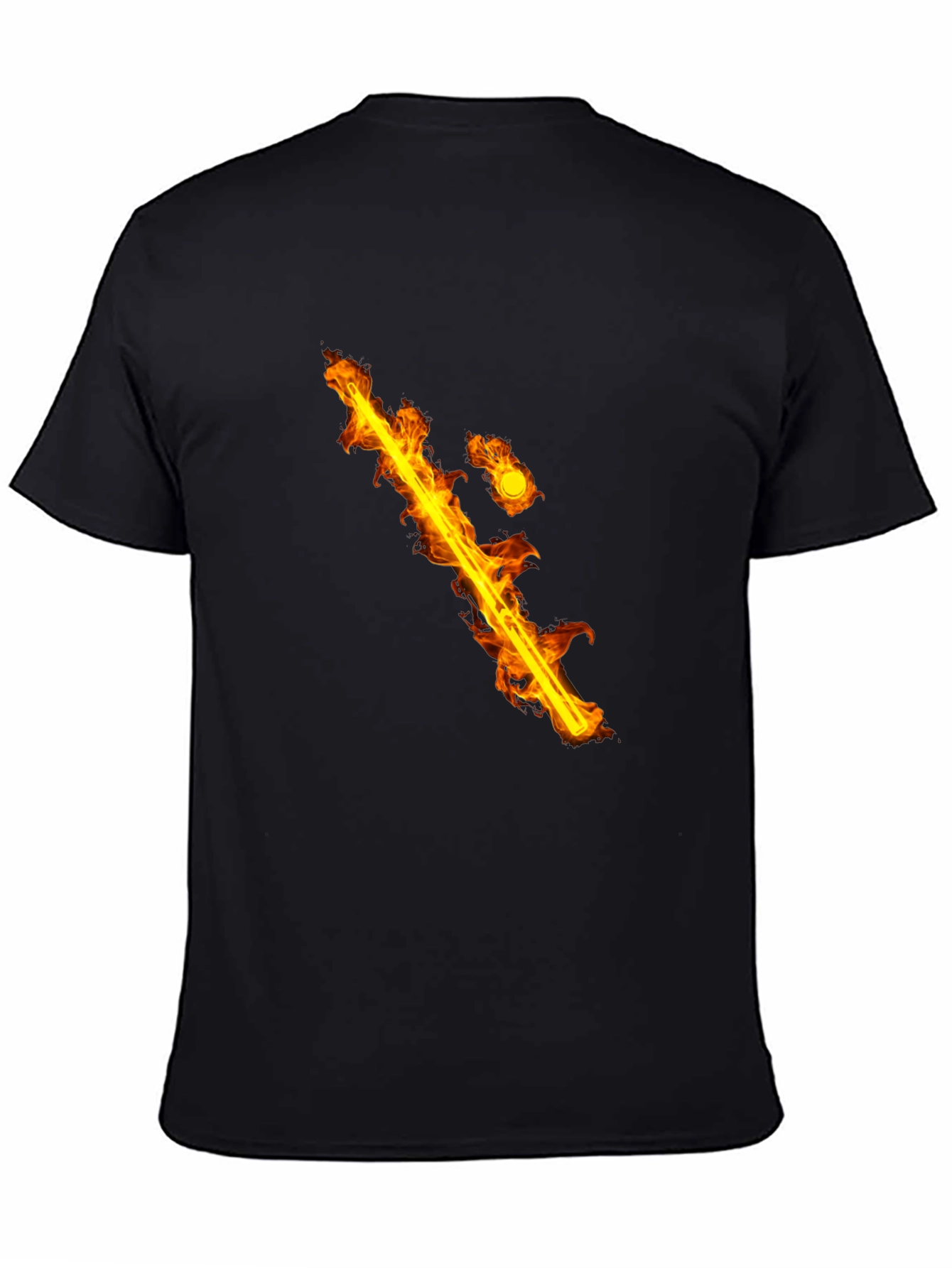 Flaming Sword Graphic Black T-Shirt