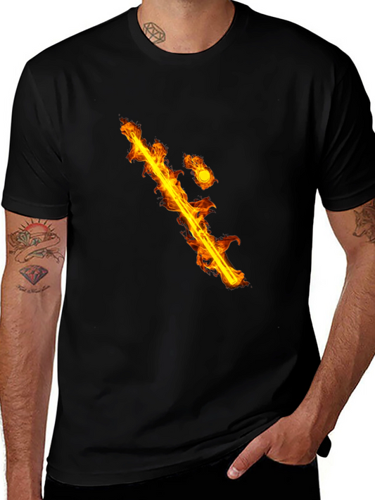 Flaming Sword Graphic Black T-Shirt