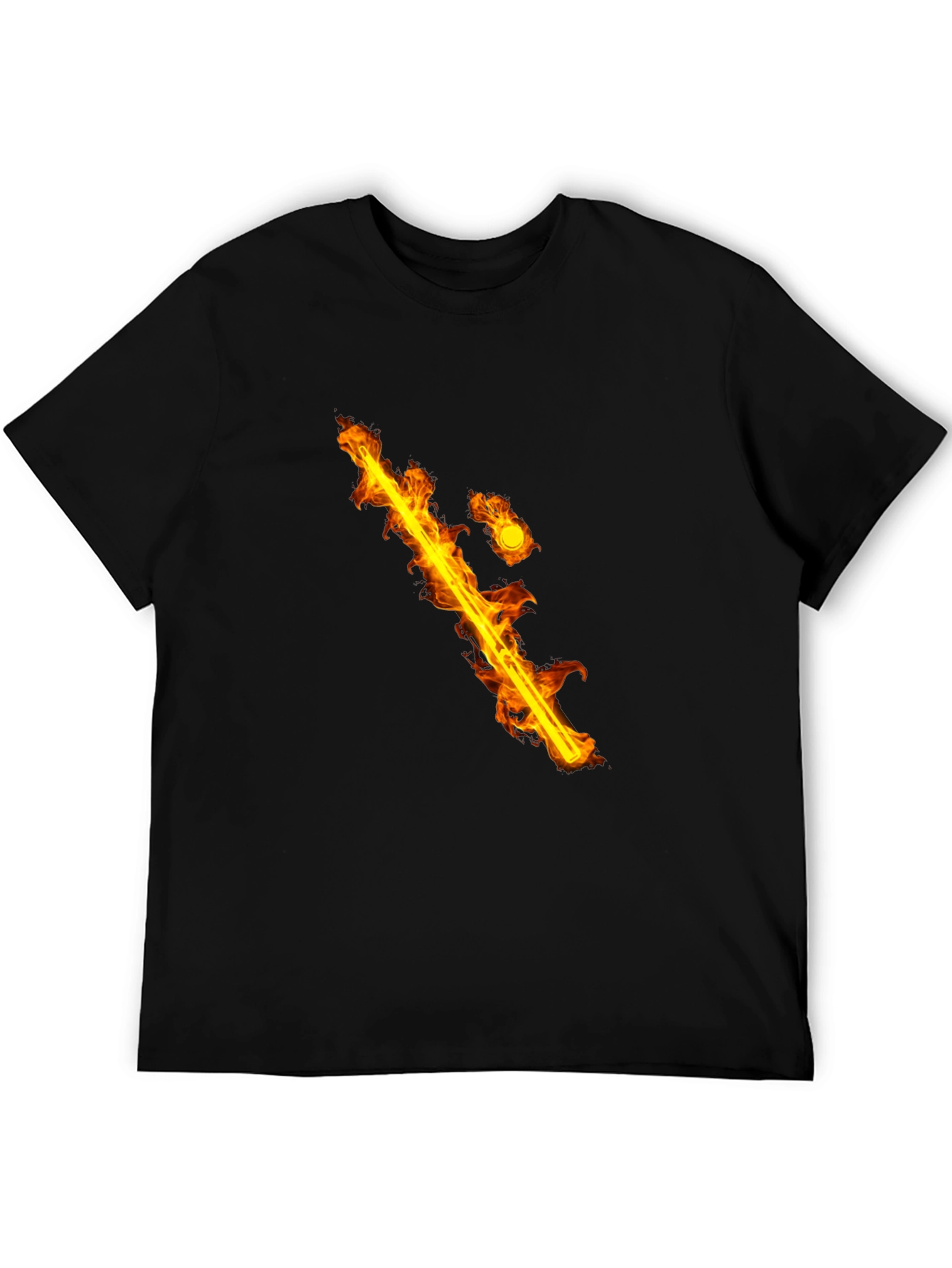 Flaming Sword Graphic Black T-Shirt