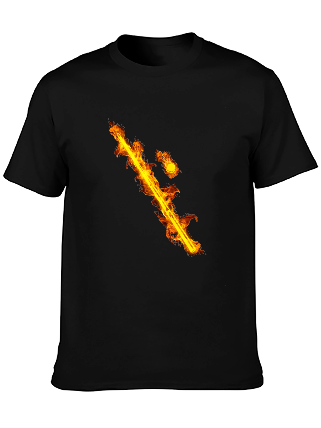 Flaming Sword Graphic Black T-Shirt