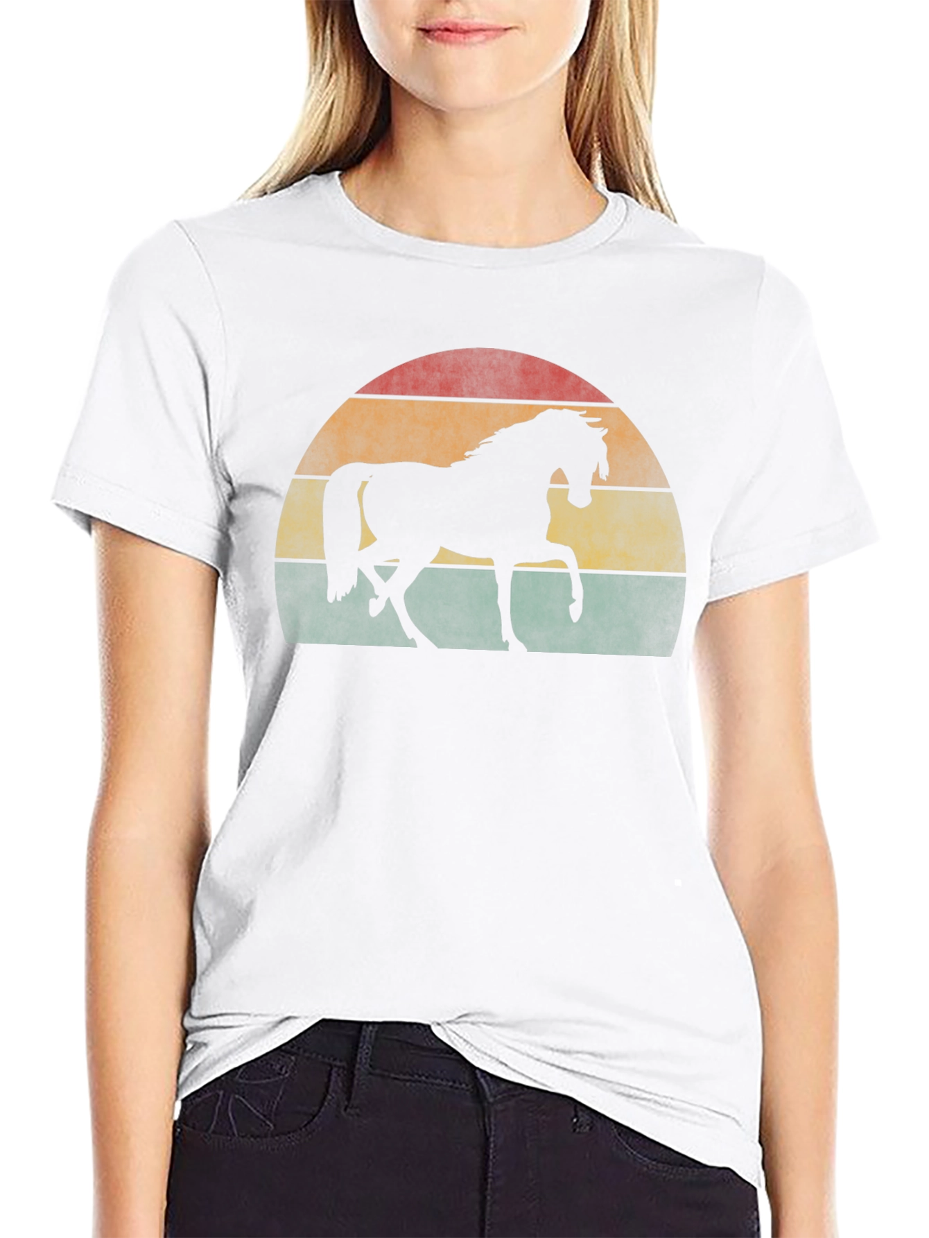 Retro Horse Silhouette Graphic T-Shirt
