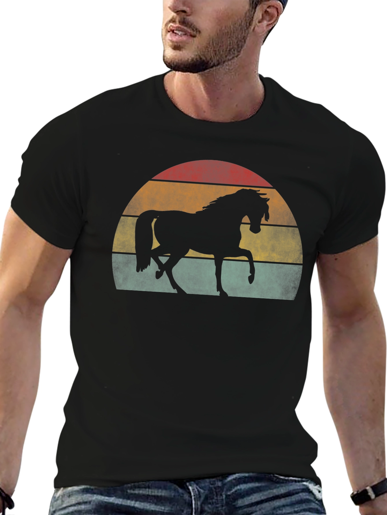Retro Horse Silhouette Graphic T-Shirt