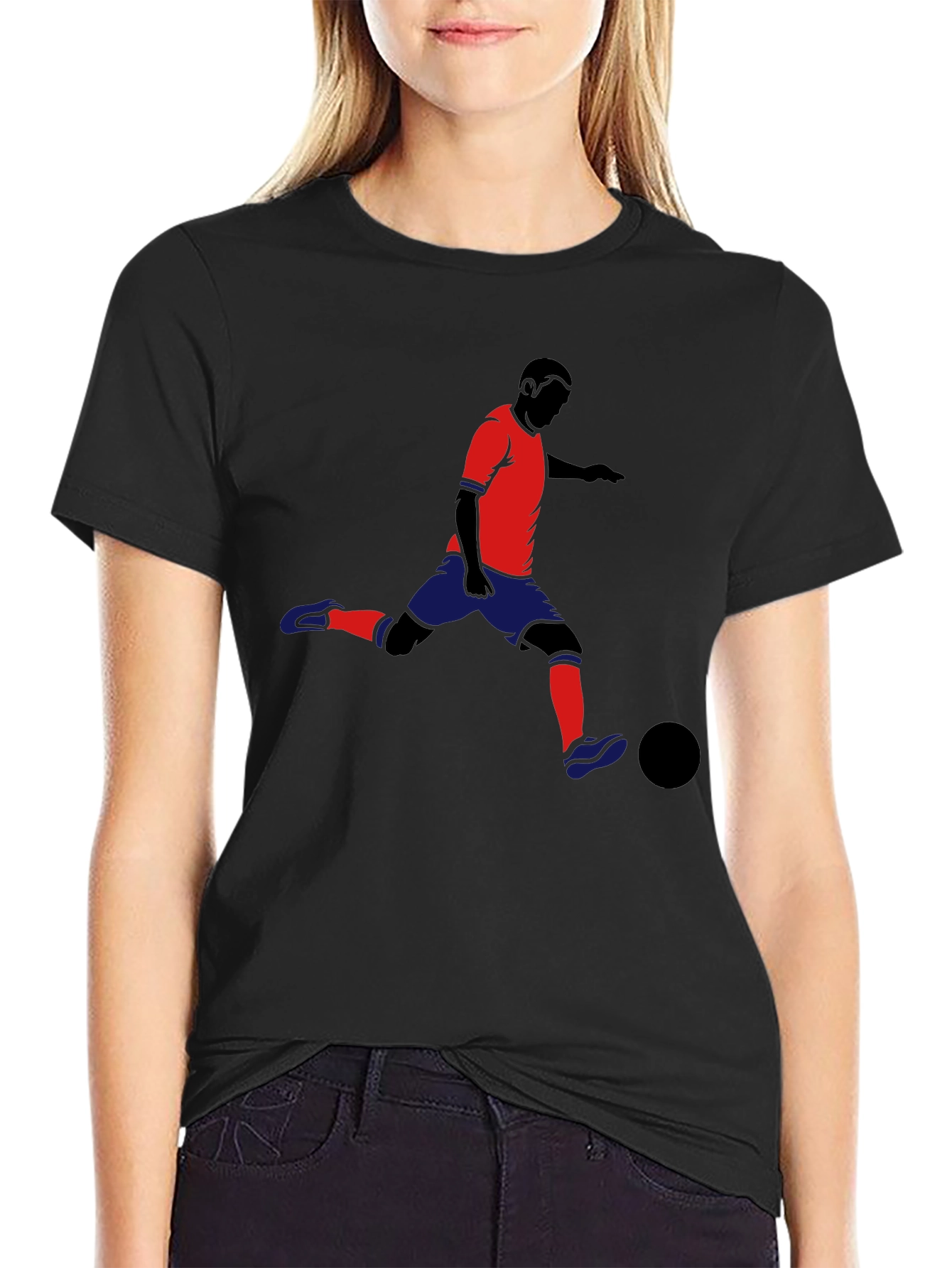Soccer Player Graphic T-Shirt - Black