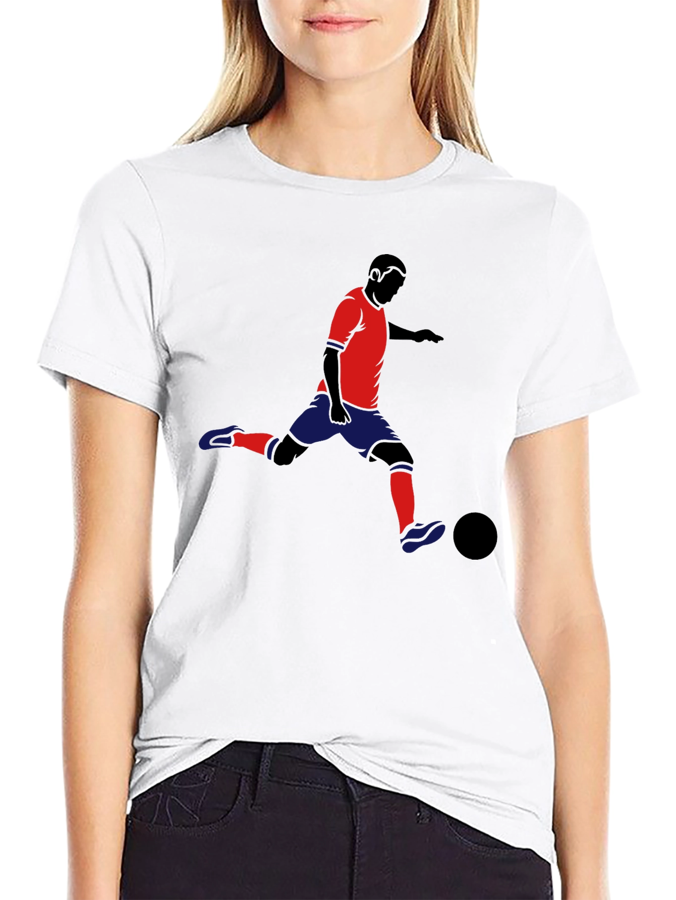 Soccer Player Graphic T-Shirt - Black