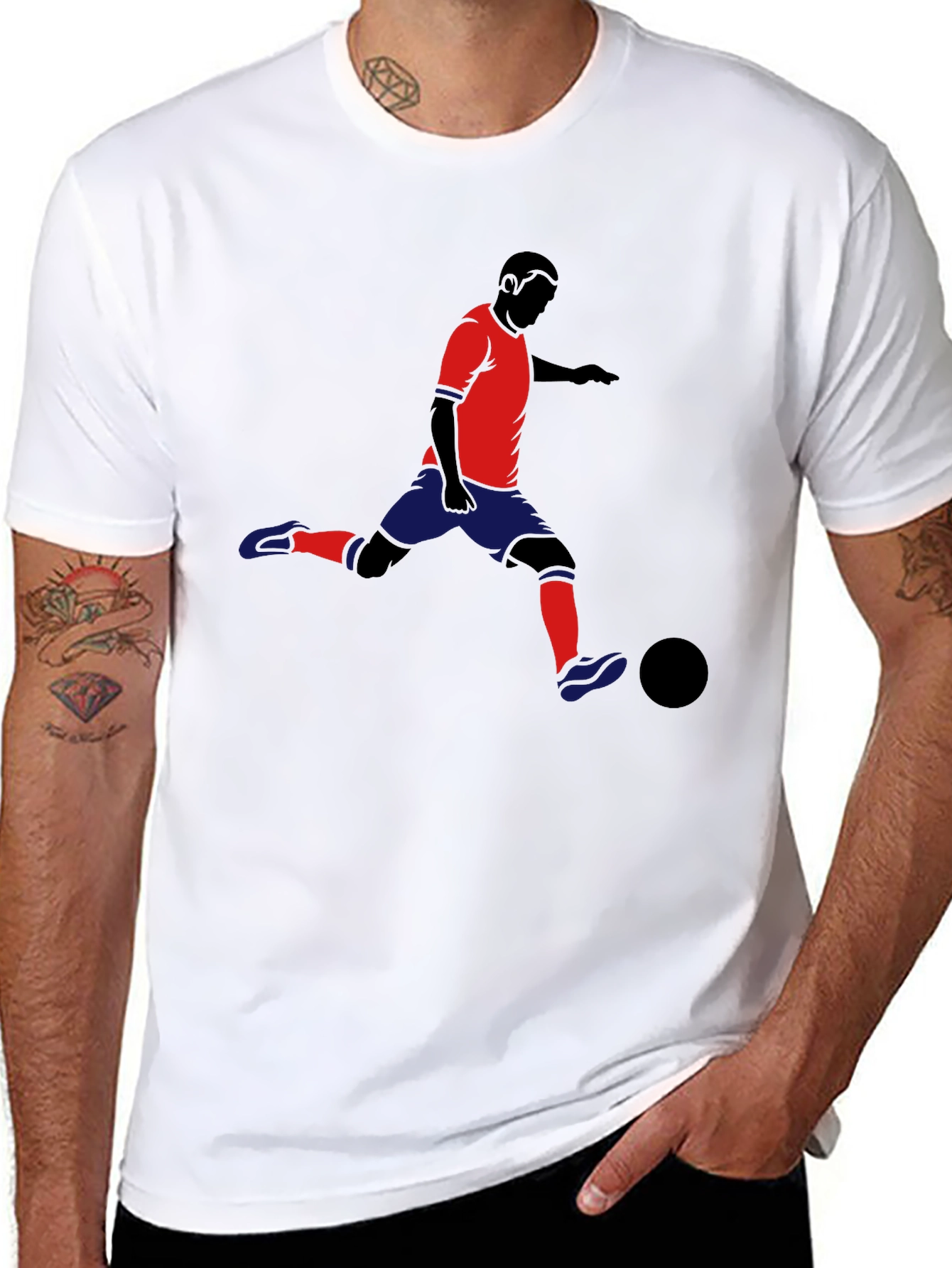 Soccer Player Graphic T-Shirt - Black