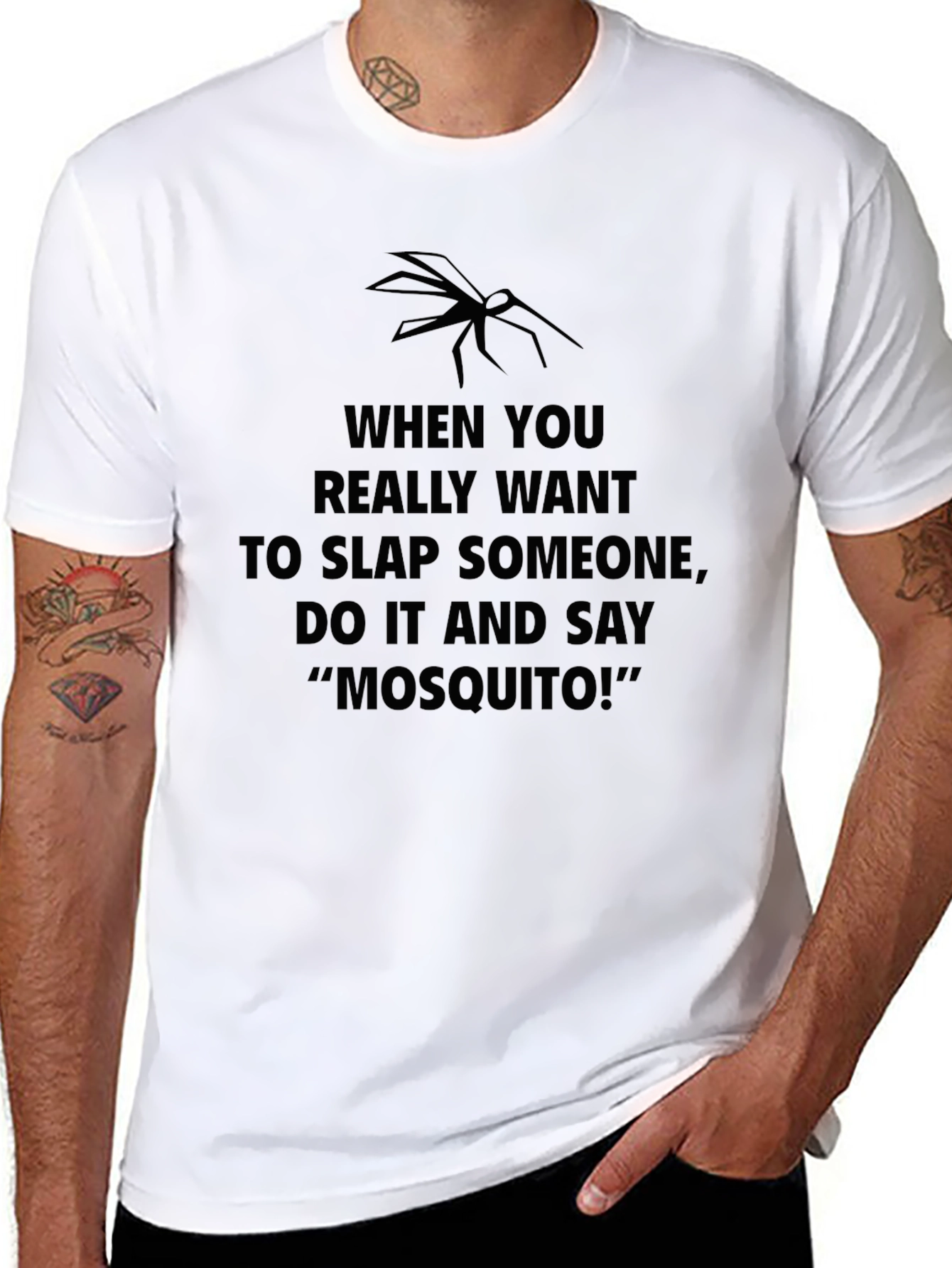 Mosquito Slap Funny Sarcastic Novelty Graphic T-Shirt