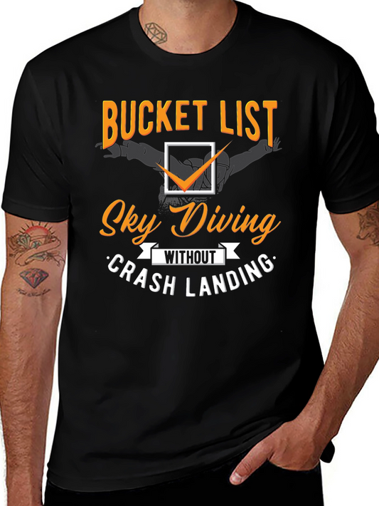 Sky Diving Bucket List T-Shirt - No Crash Landings