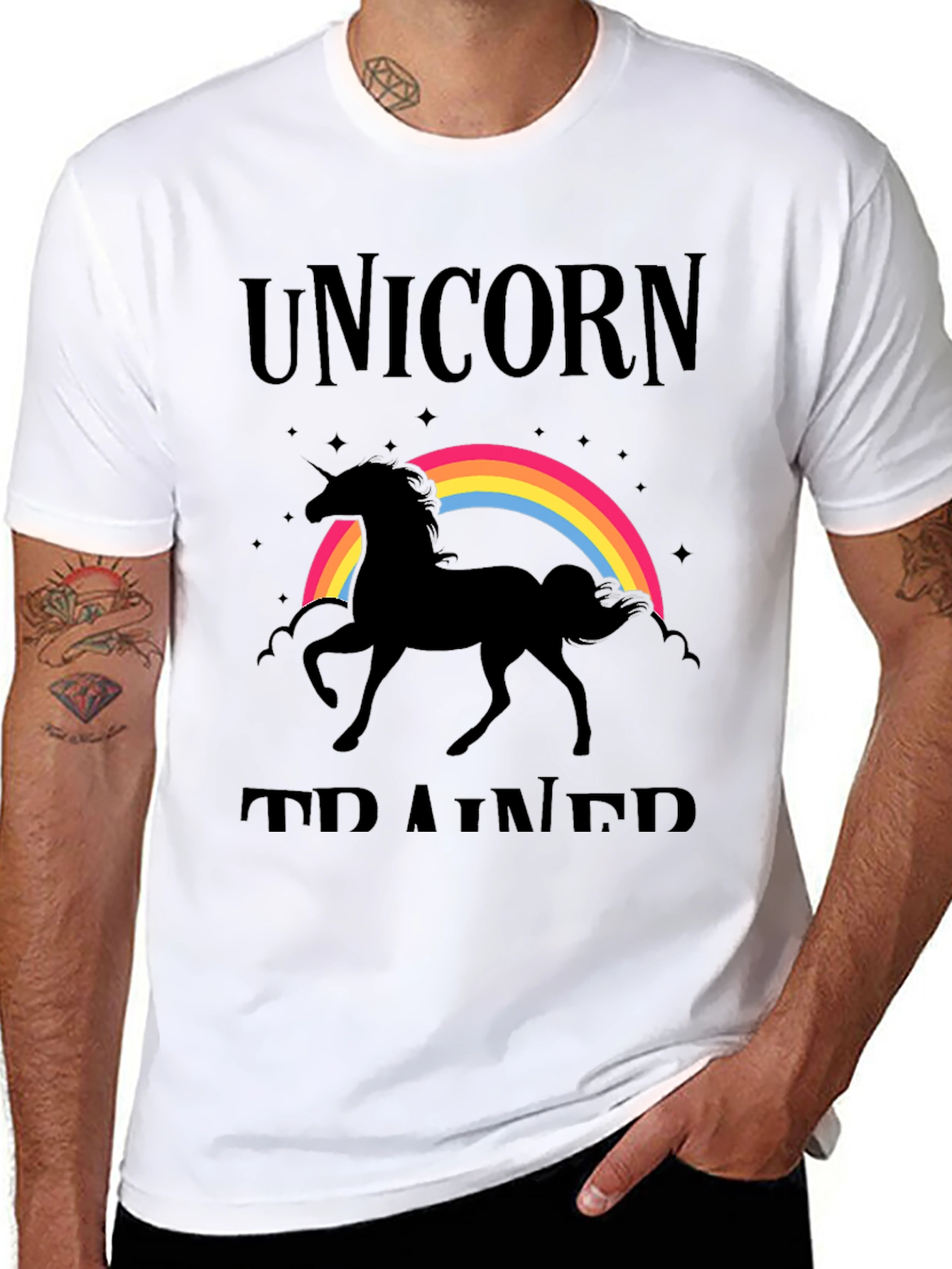 Unicorn Trainer Graphic T-Shirt - Black