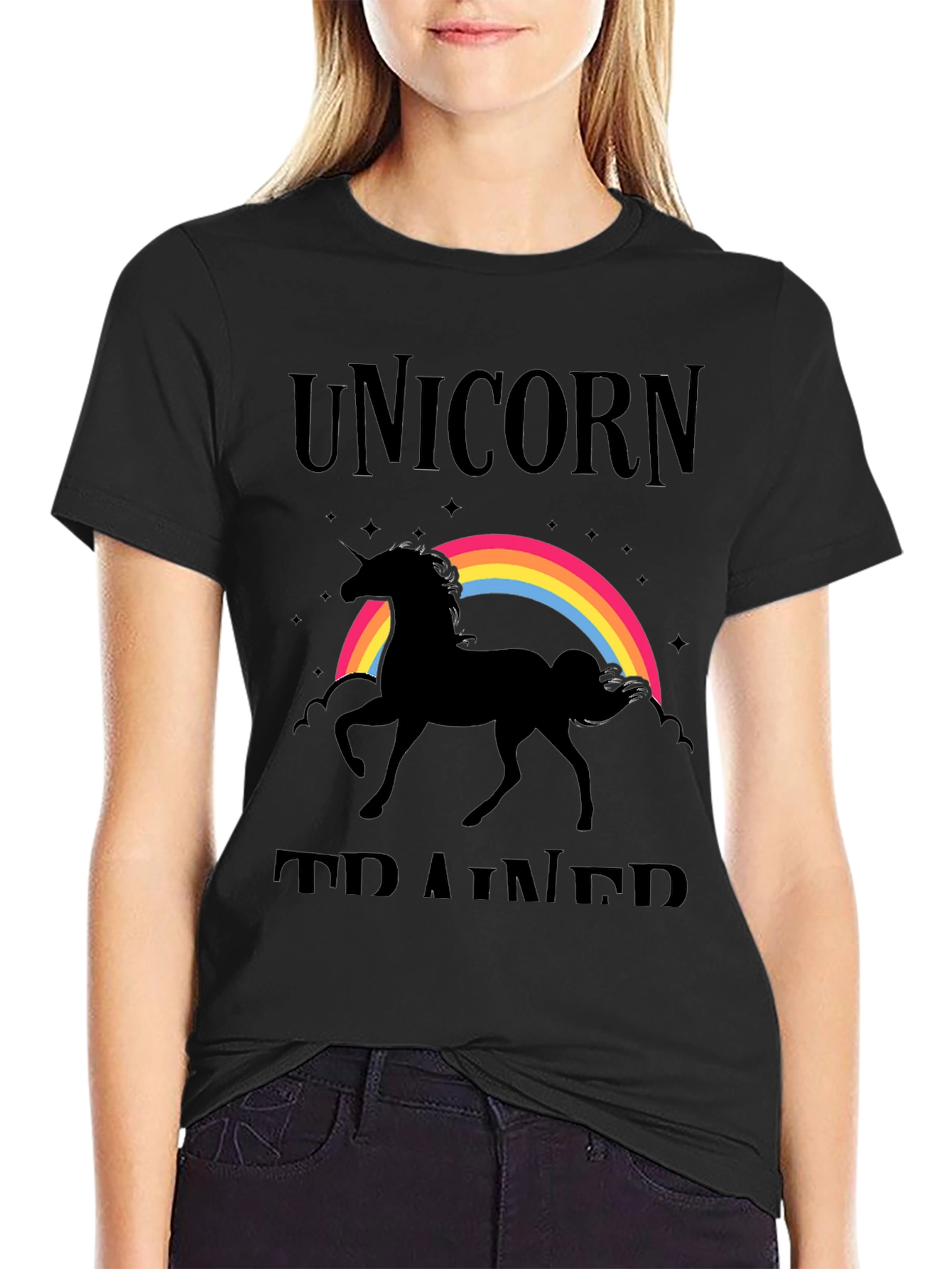 Unicorn Trainer Graphic T-Shirt - Black