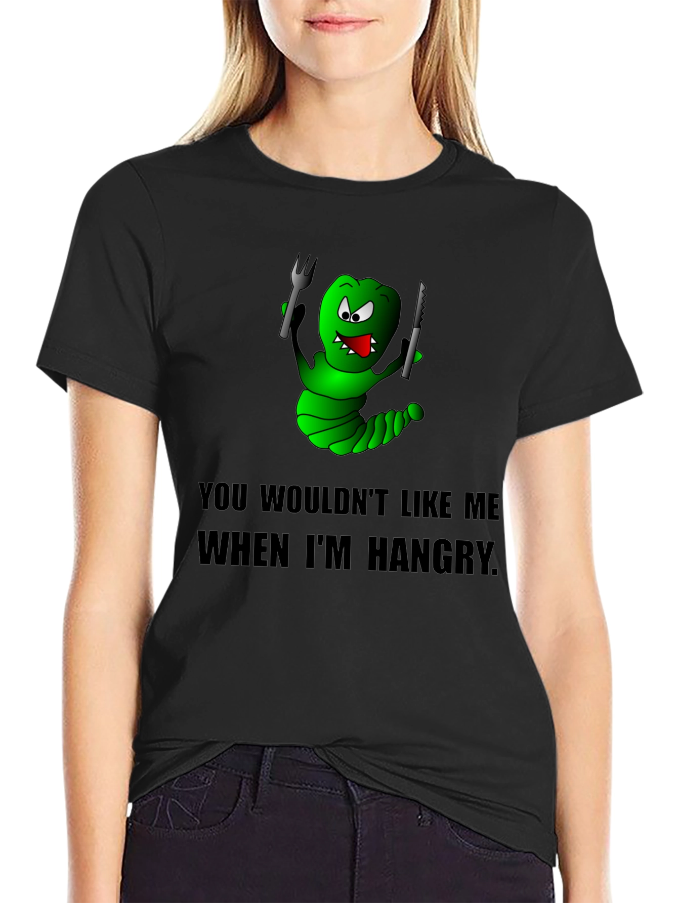 Hangry Worm Graphic Tee - Black