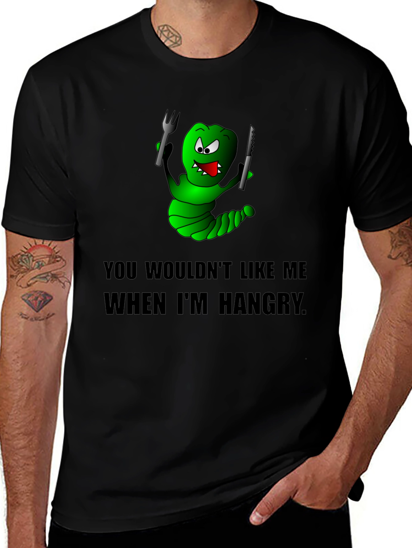 Hangry Worm Graphic Tee - Black