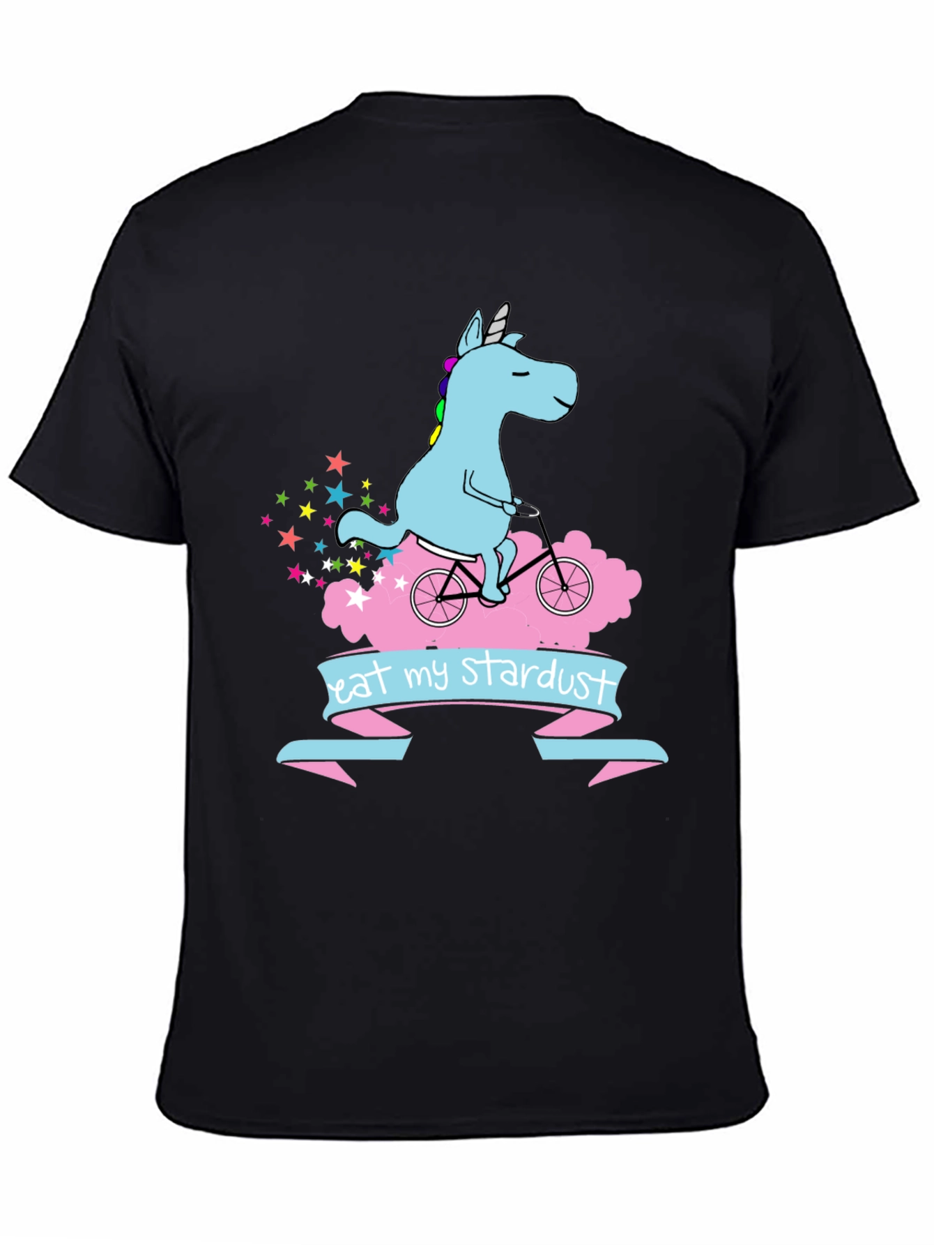 Unicorn Eat My Stardust Black T-Shirt