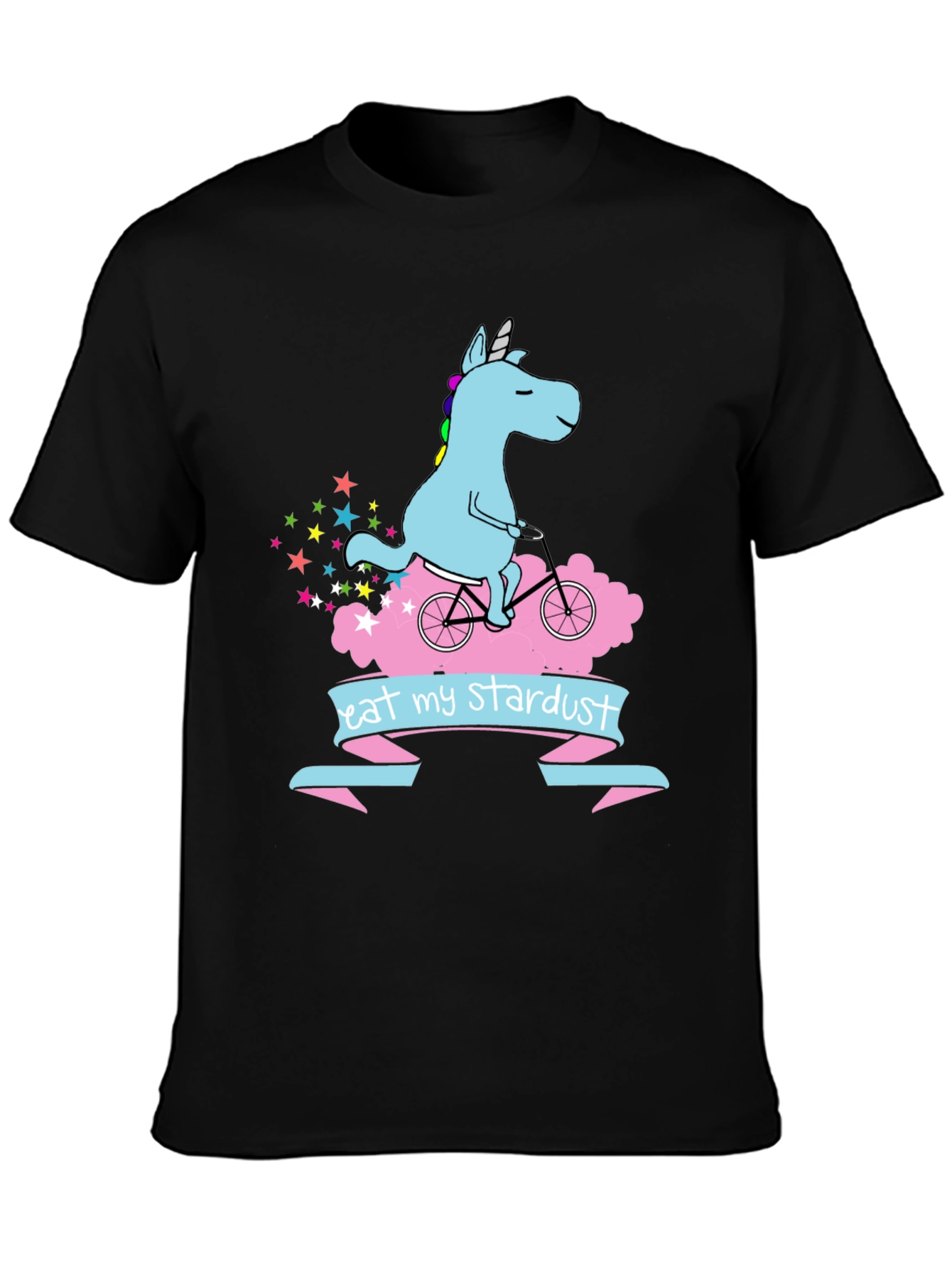 Unicorn Eat My Stardust Black T-Shirt