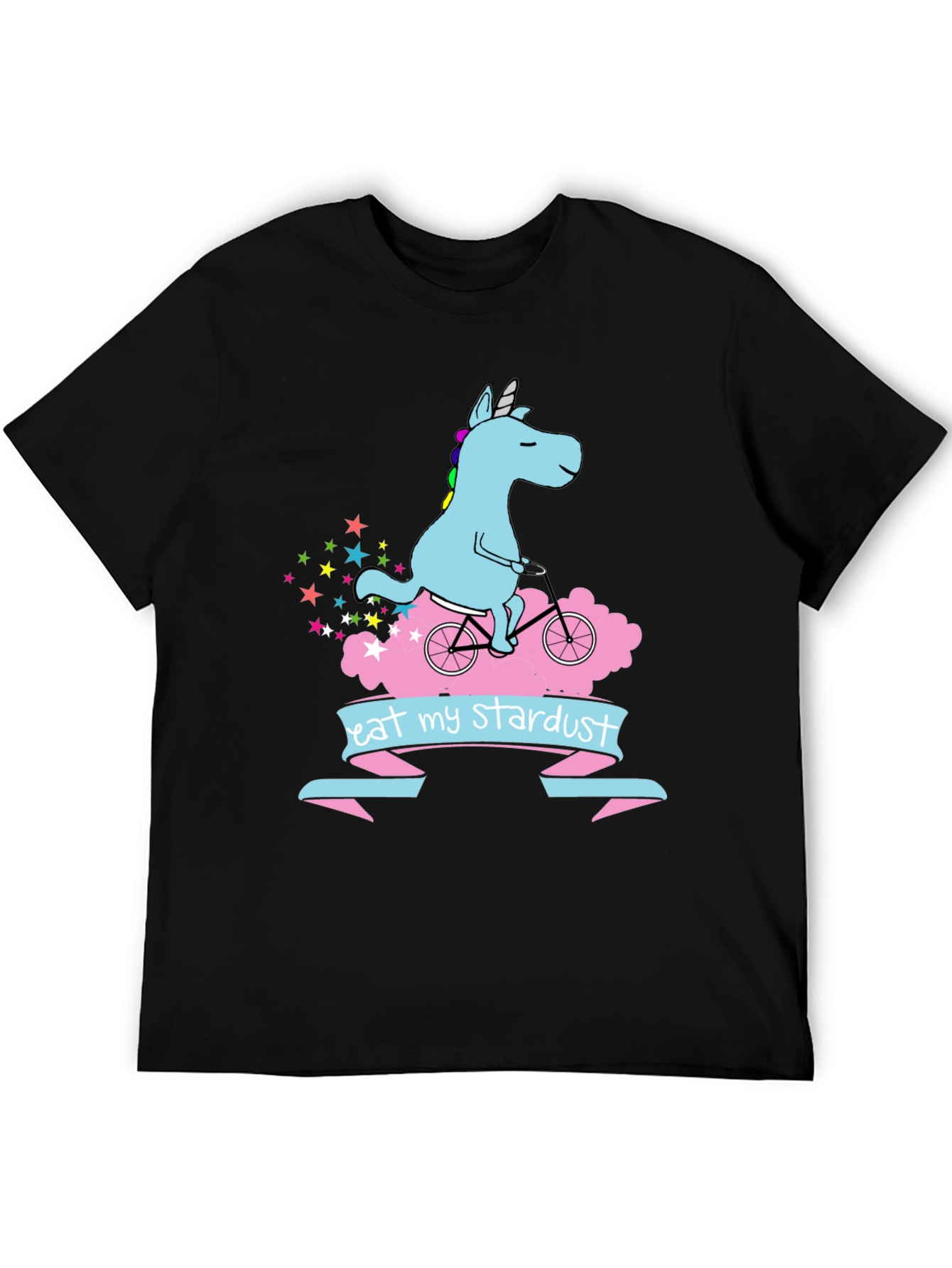 Unicorn Eat My Stardust Black T-Shirt