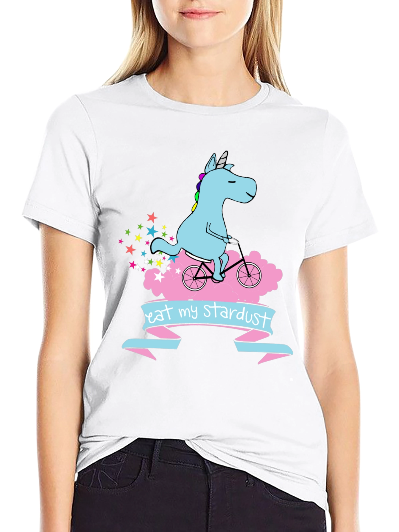 Unicorn Eat My Stardust Black T-Shirt
