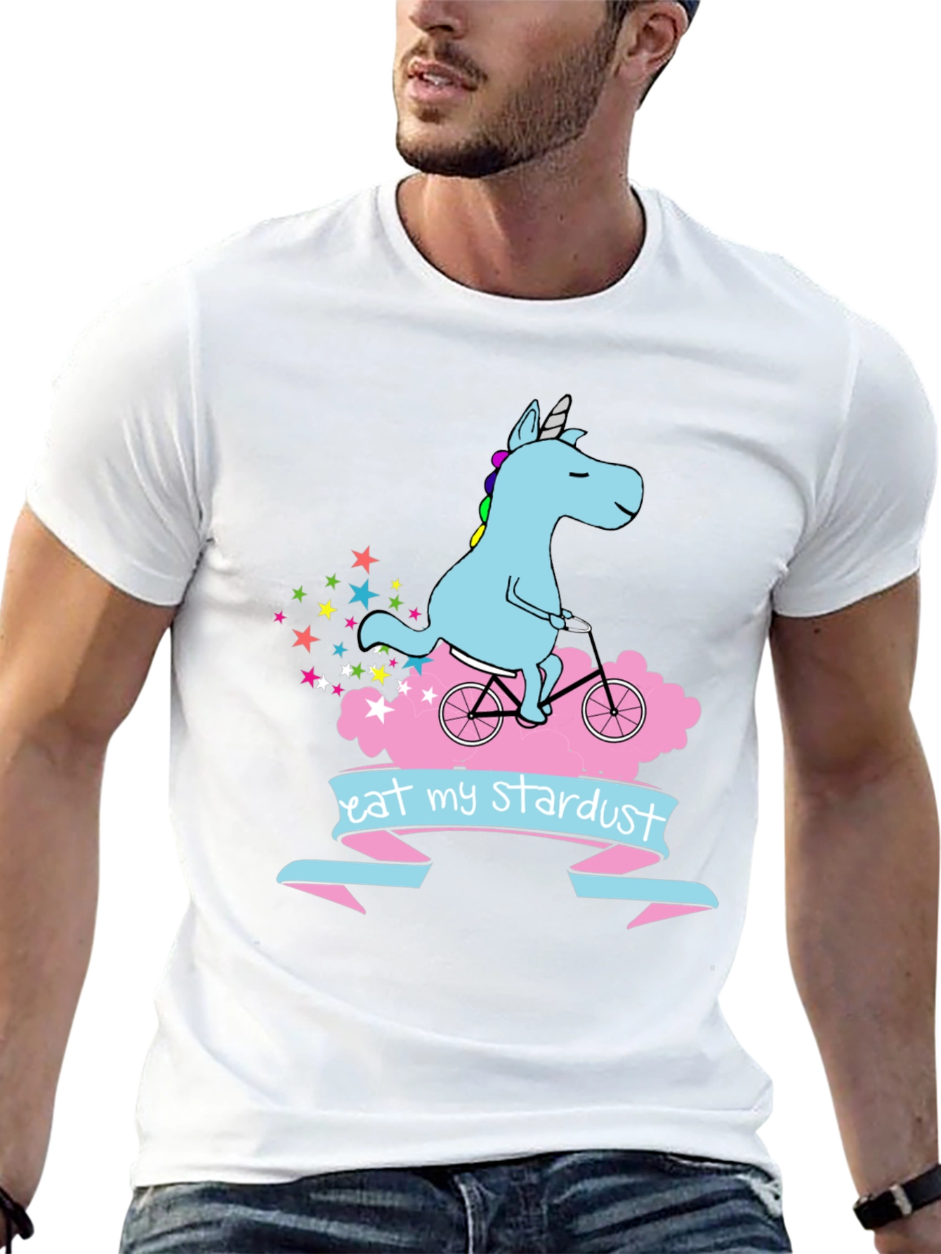 Unicorn Eat My Stardust Black T-Shirt