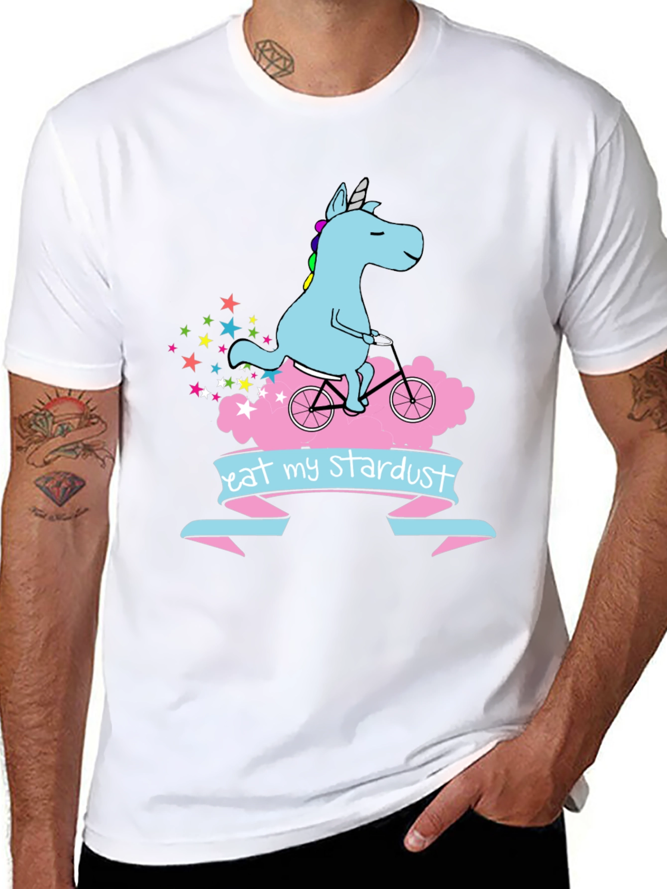 Unicorn Eat My Stardust Black T-Shirt
