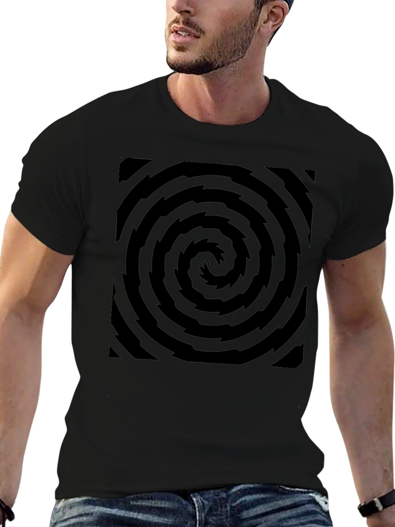 Hypnotic Swirl Black Graphic Tee