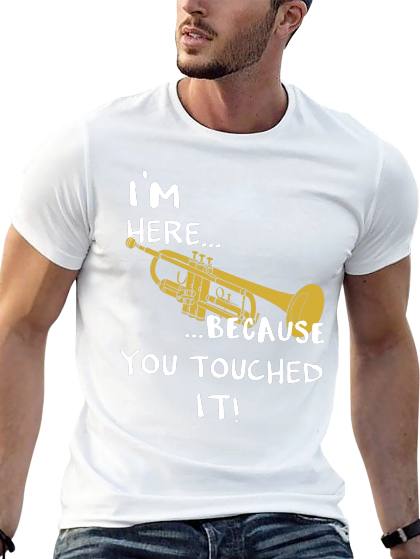 Im Here Trumpet T-Shirt - Black Cotton