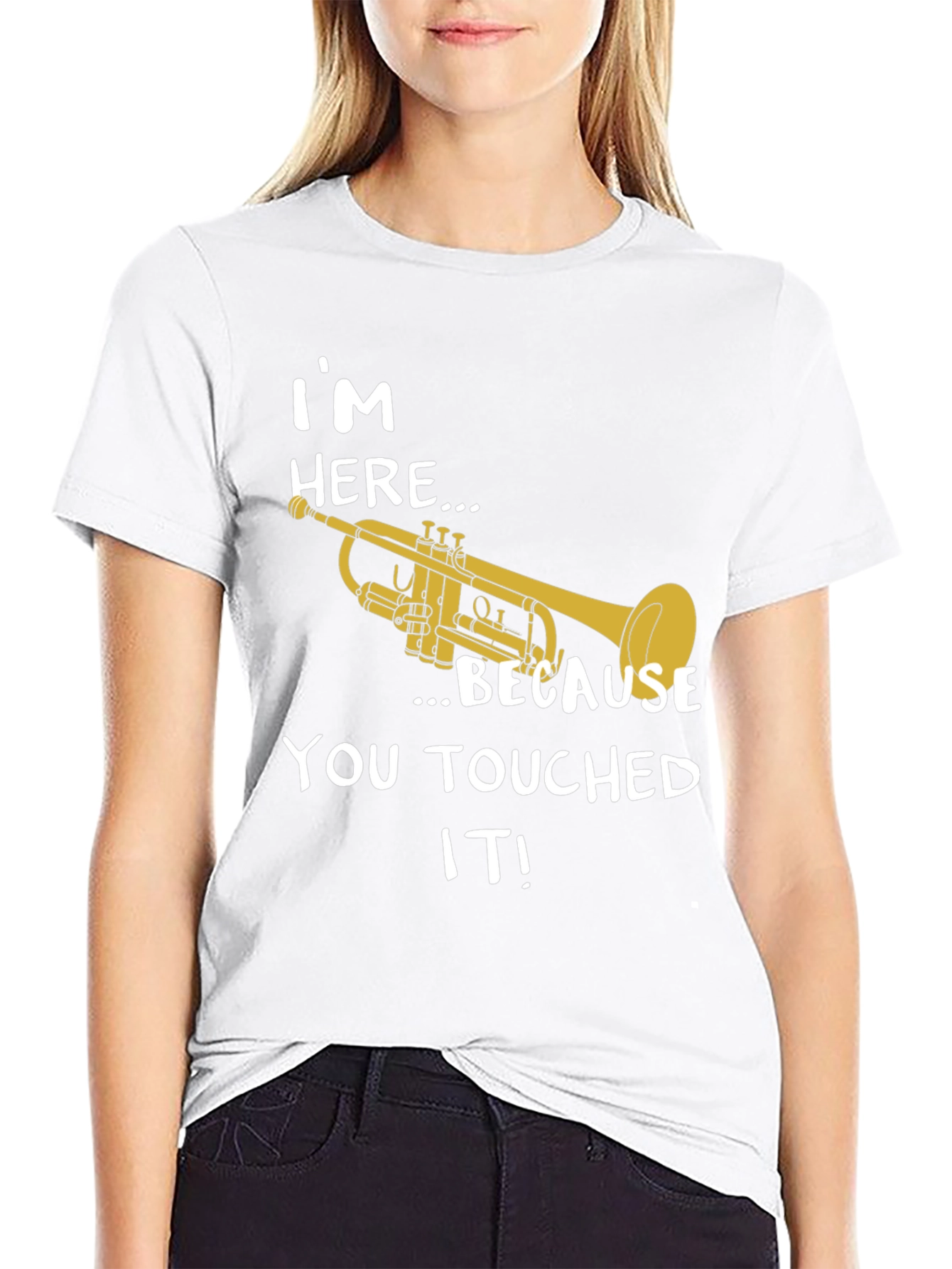 Im Here Trumpet T-Shirt - Black Cotton