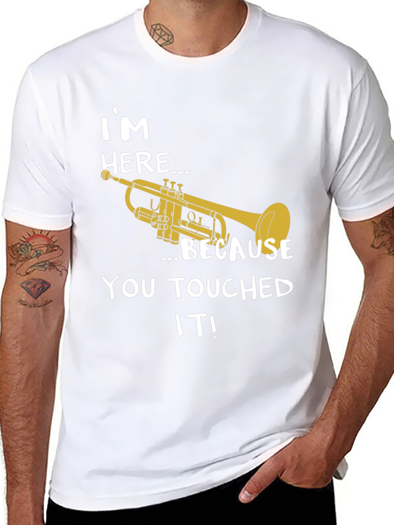 Im Here Trumpet T-Shirt - Black Cotton