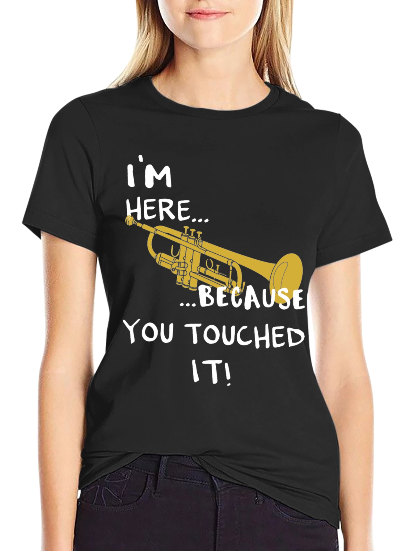 Im Here Trumpet T-Shirt - Black Cotton