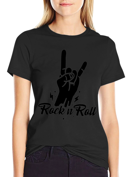 Rock n Roll Hand Sign Black T-Shirt