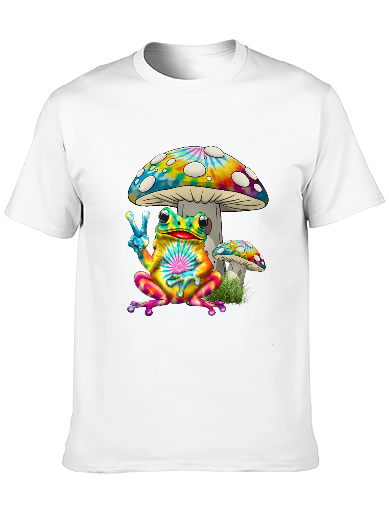 Tie Dye Frog & Mushroom Graphic T-Shirt