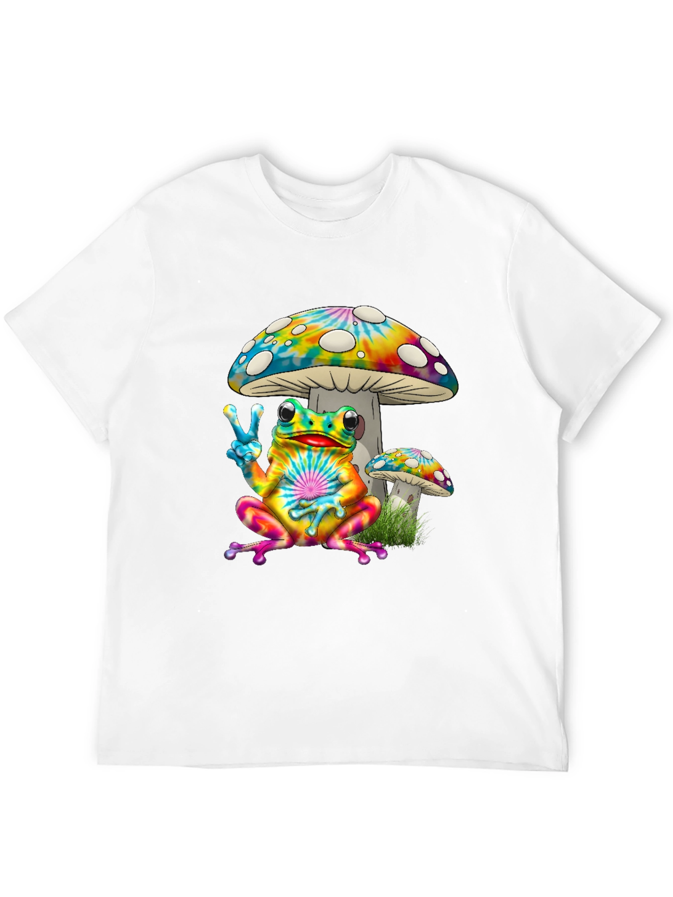 Tie Dye Frog & Mushroom Graphic T-Shirt