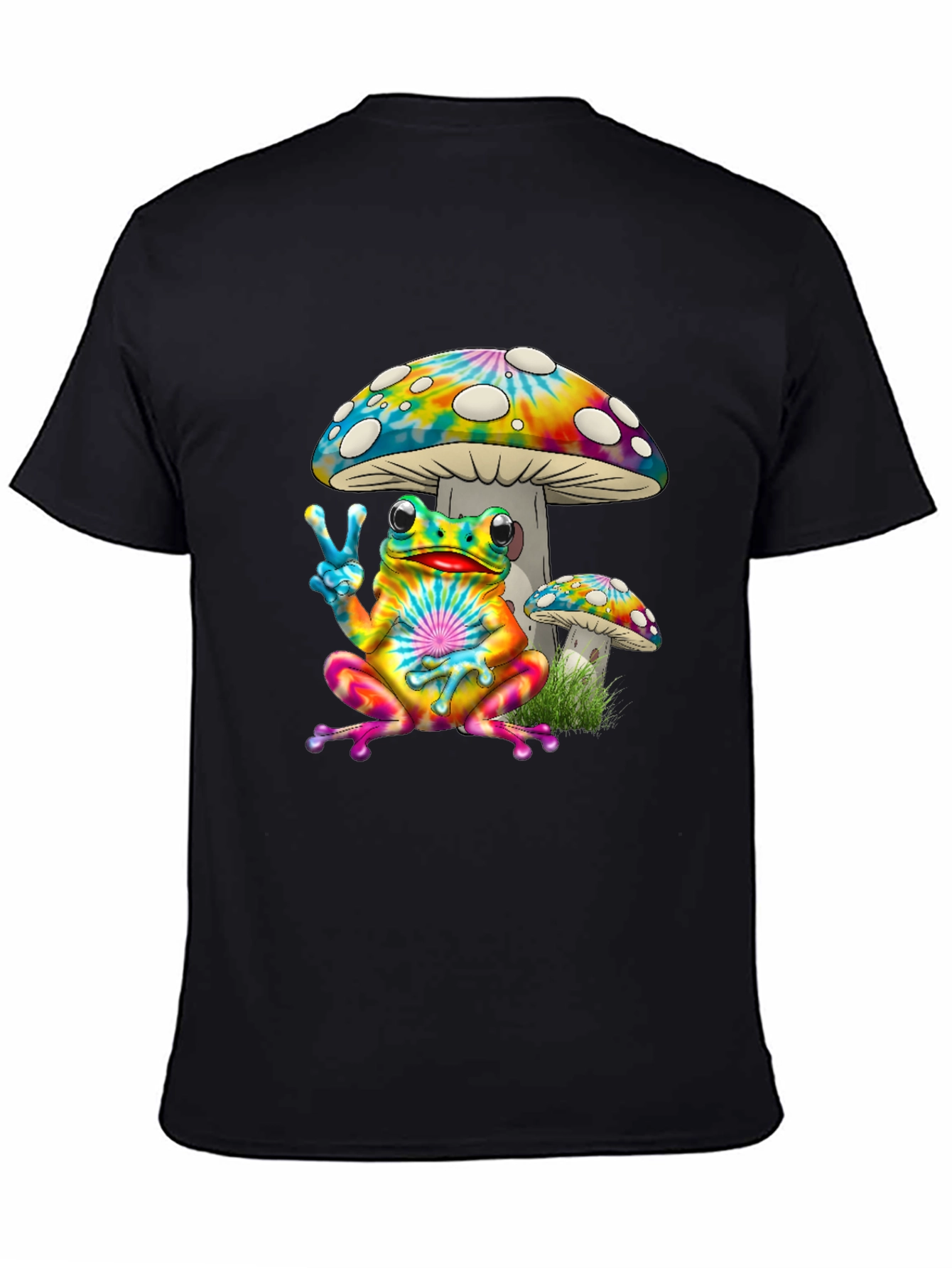 Tie Dye Frog & Mushroom Graphic T-Shirt