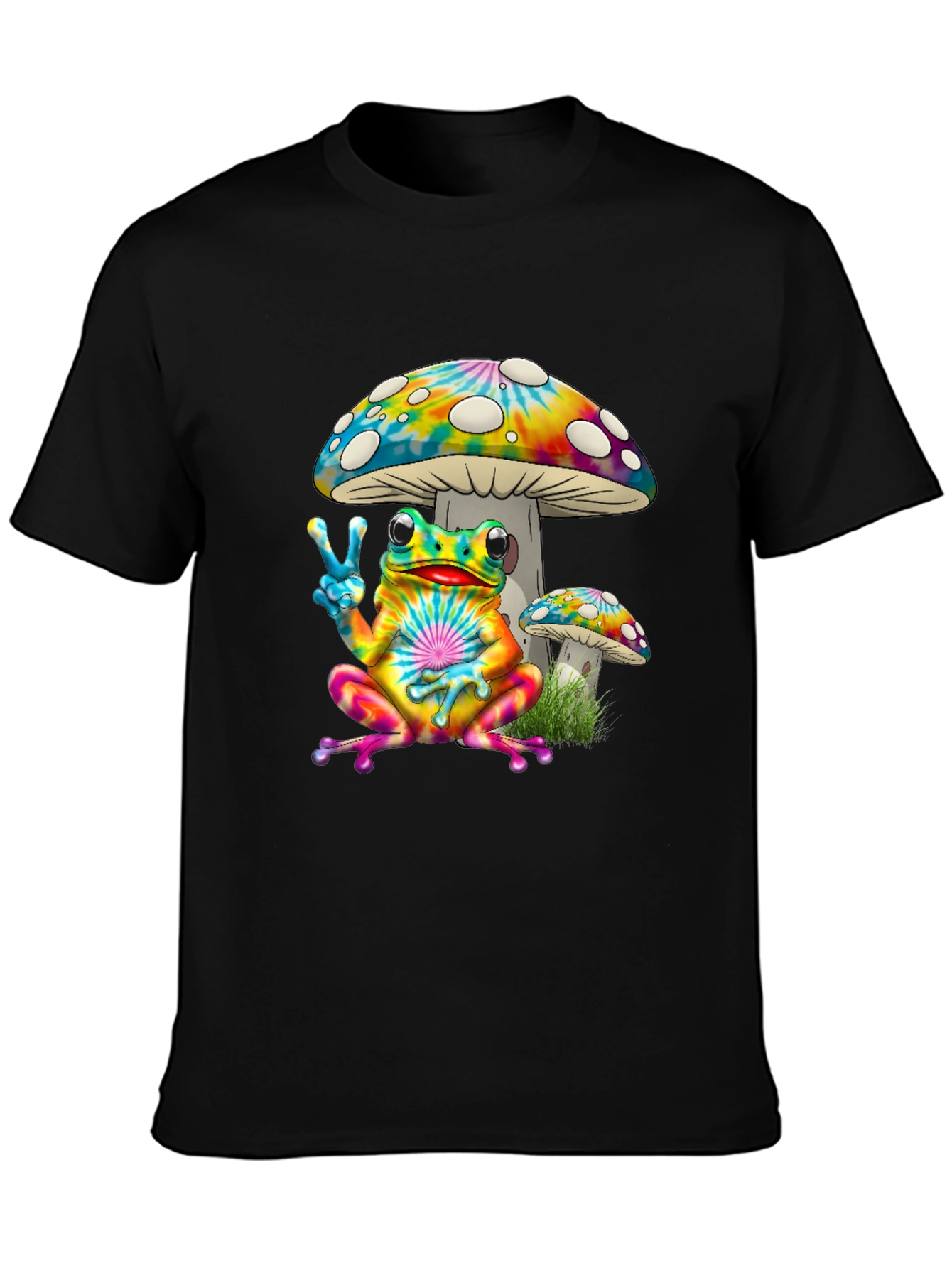 Tie Dye Frog & Mushroom Graphic T-Shirt