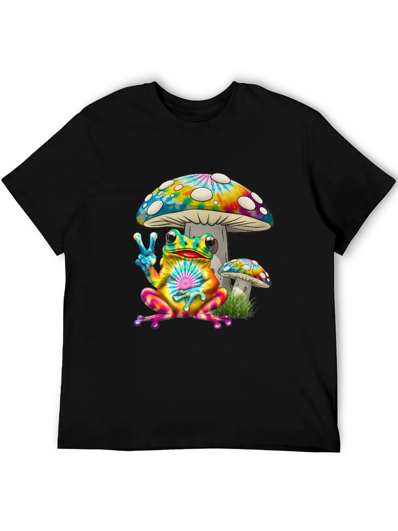 Tie Dye Frog & Mushroom Graphic T-Shirt