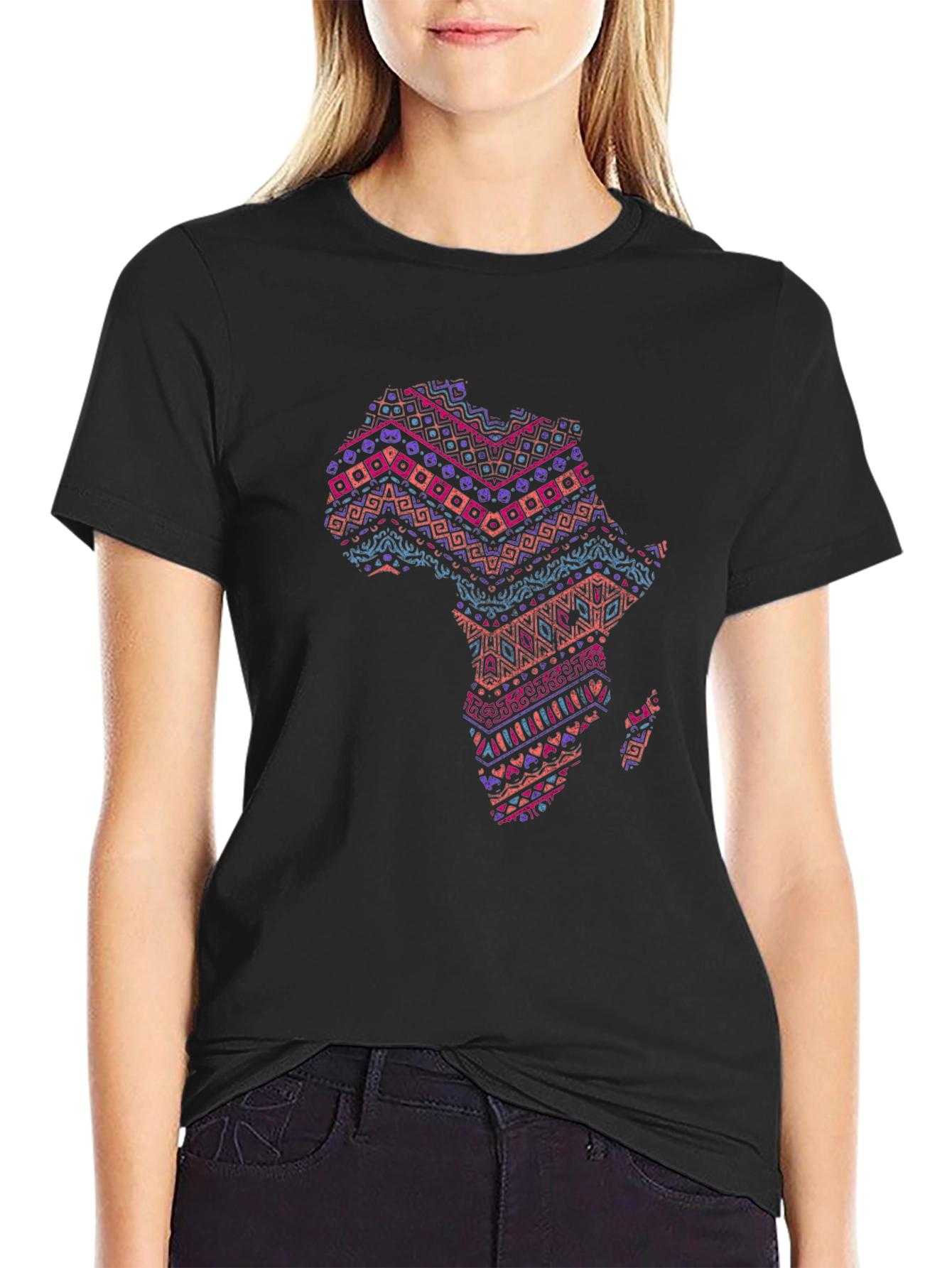 Africa Map Print Tee - Stylish Black T-Shirt