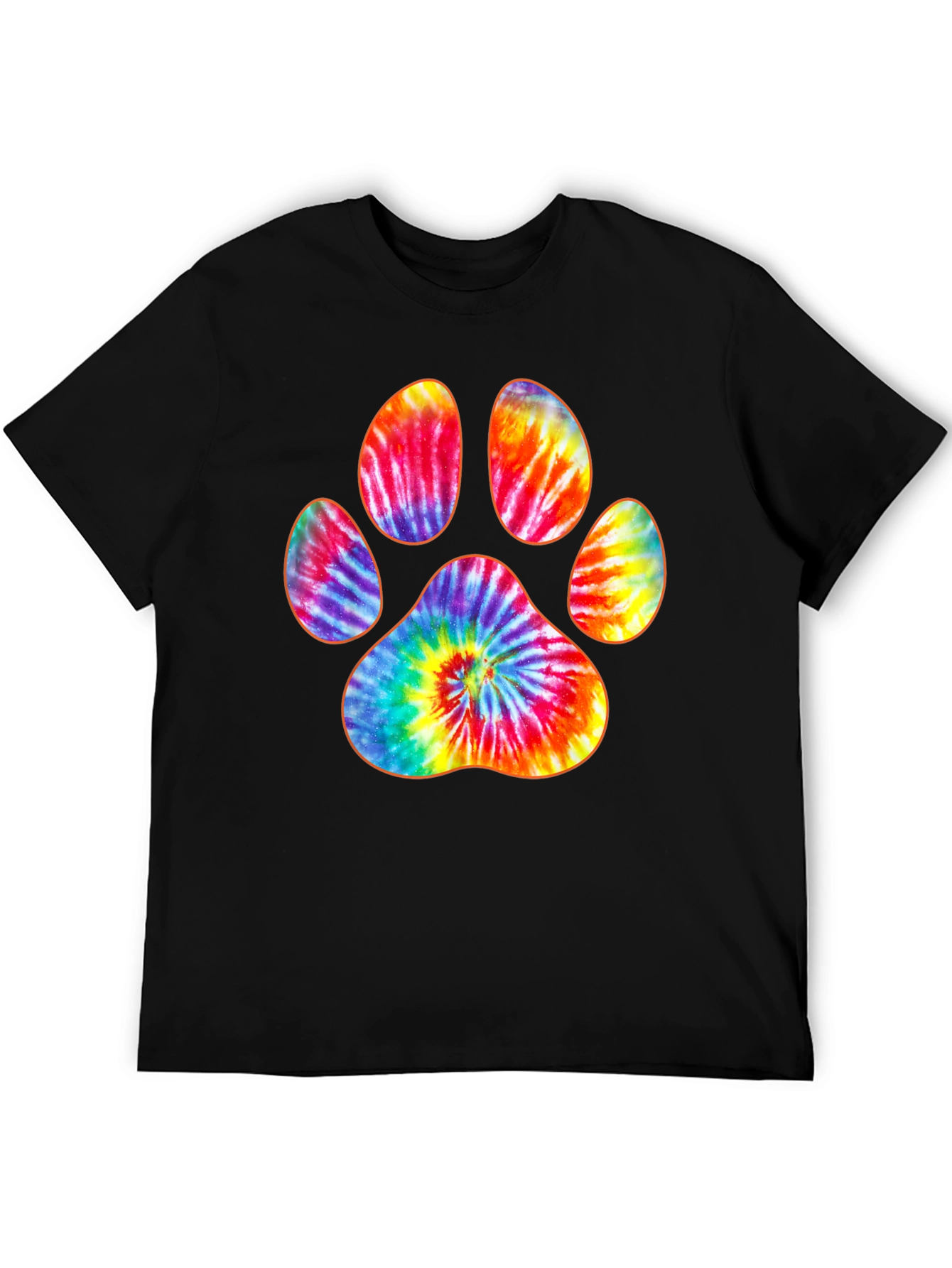 Tie-Dye Paw Print Black T-Shirt