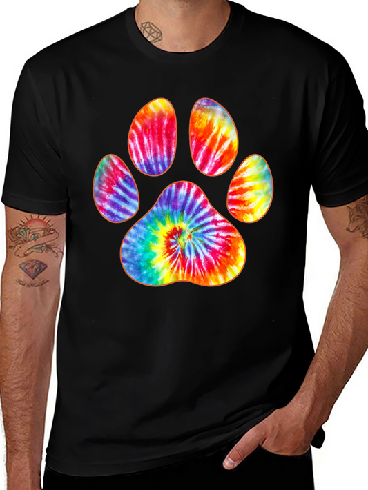 Tie-Dye Paw Print Black T-Shirt