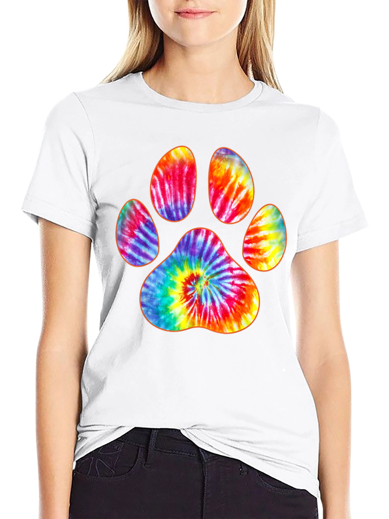Tie-Dye Paw Print Black T-Shirt