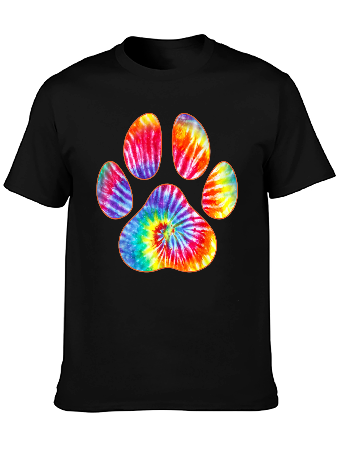 Tie-Dye Paw Print Black T-Shirt