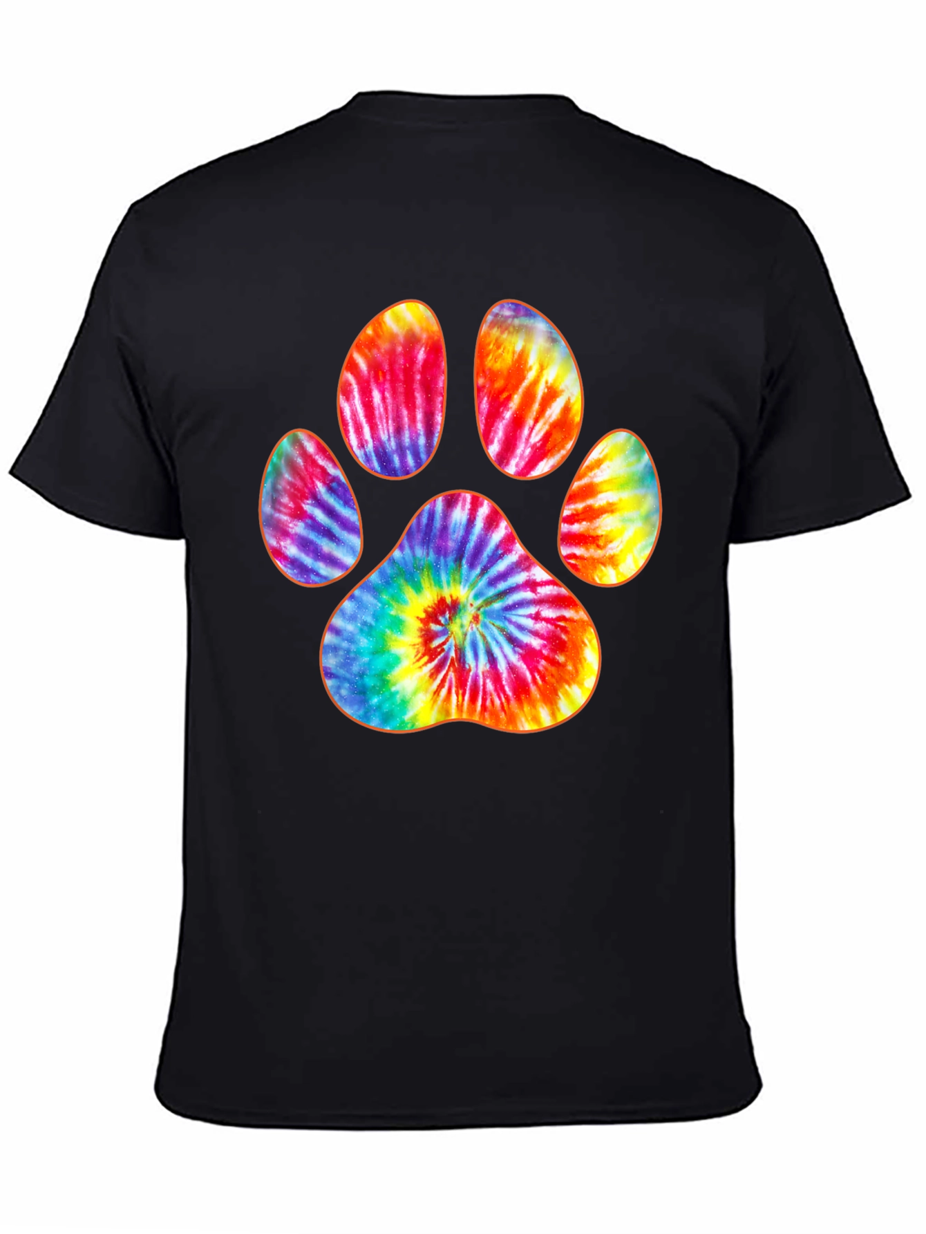 Tie-Dye Paw Print Black T-Shirt