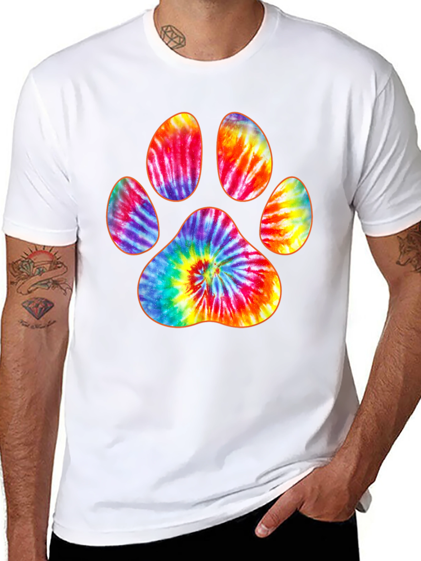 Tie-Dye Paw Print Black T-Shirt