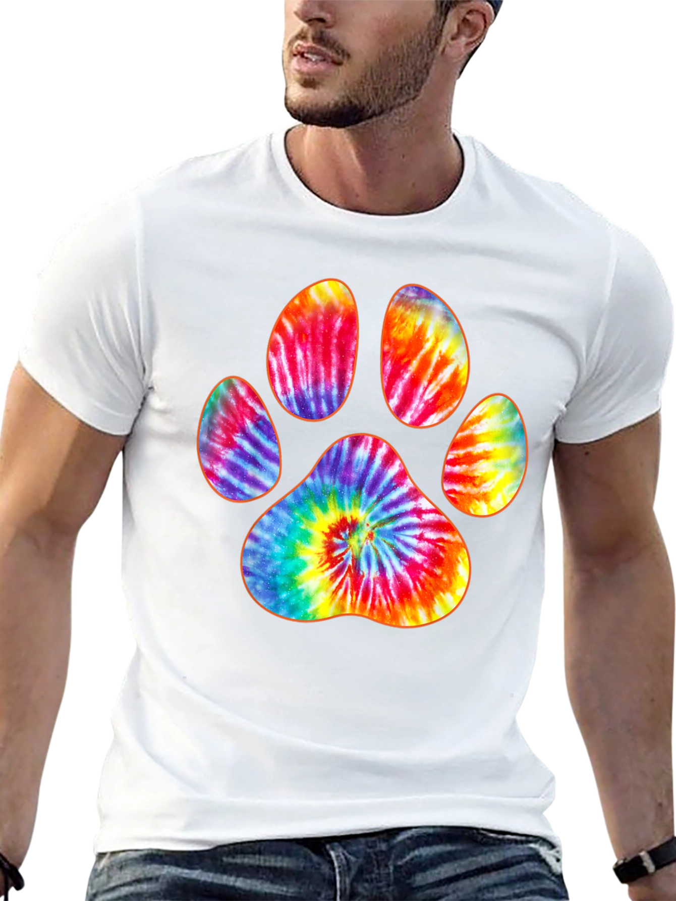 Tie-Dye Paw Print Black T-Shirt