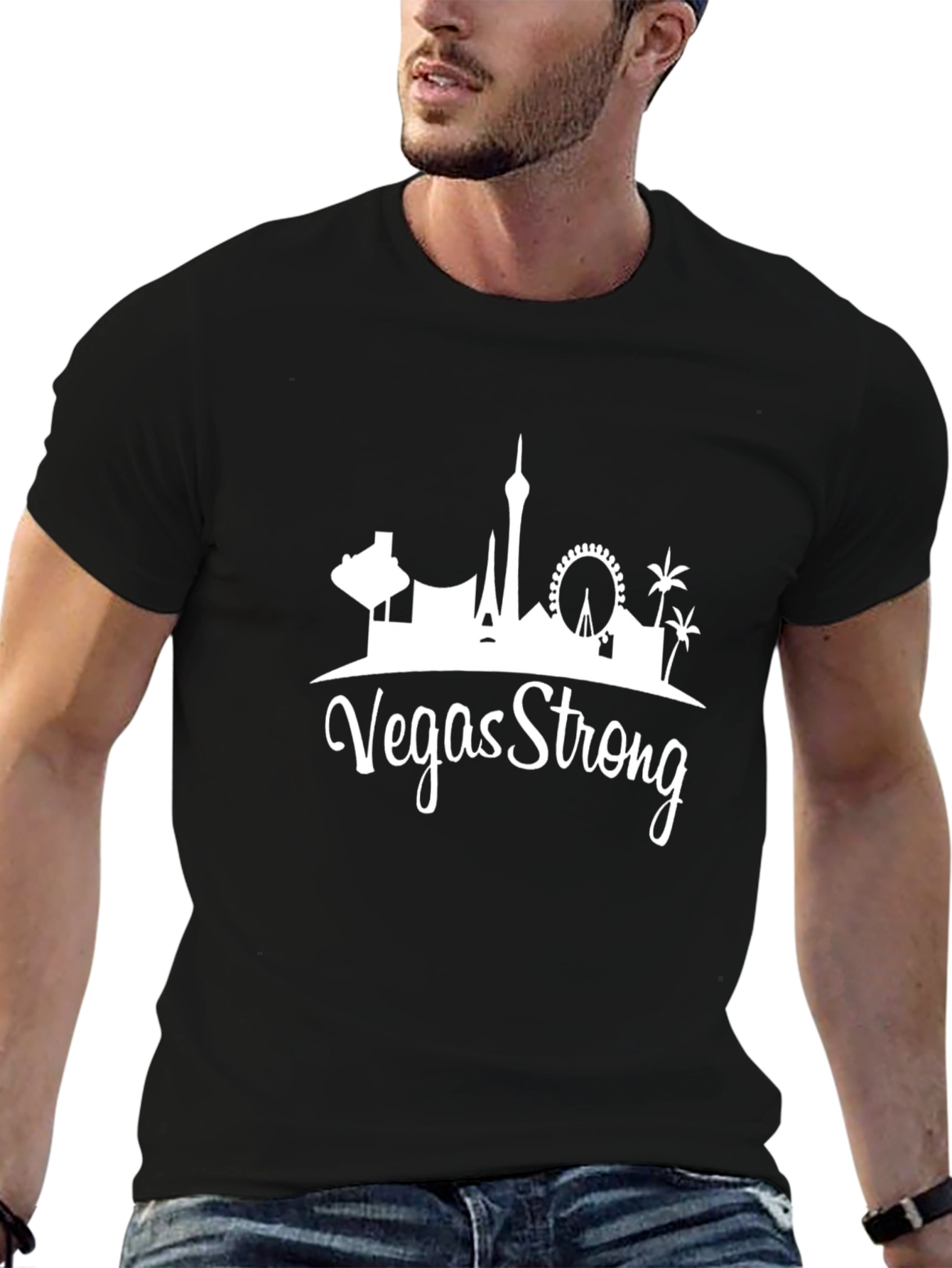 Vegas Strong Graphic Tee - Black Cotton T-Shirt